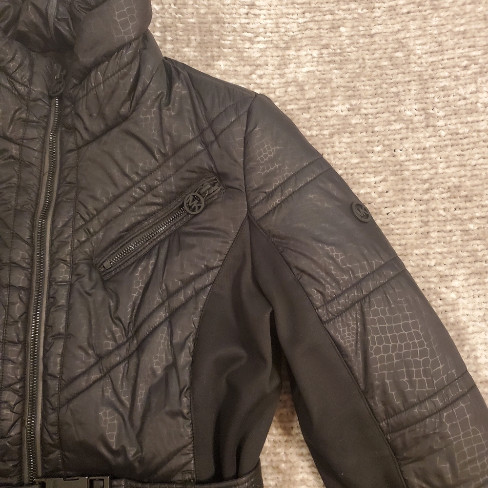 Michael Kors Mixed Media Black Puffer Coat - Picture 3 of 11